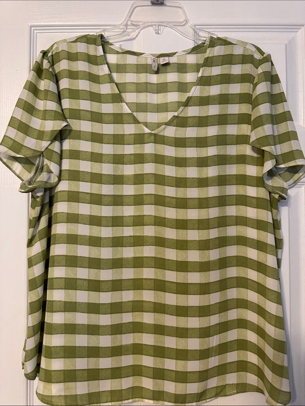 Cato Green and White Gingham Blouse XL